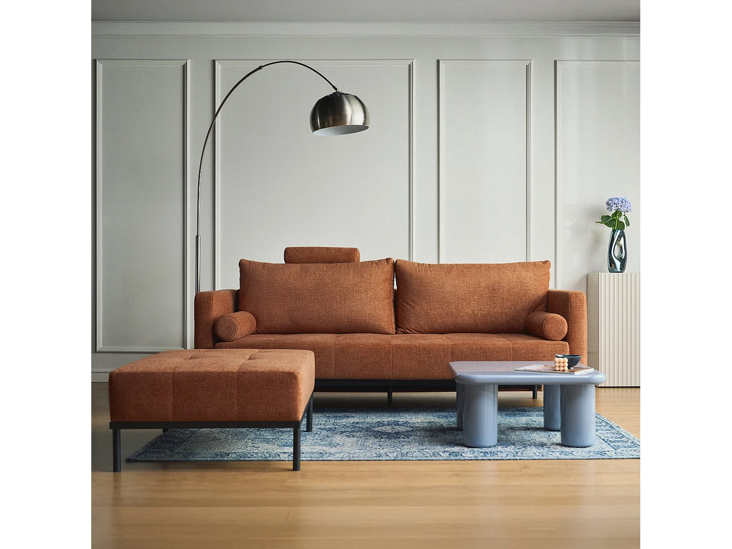 Canapé - 224 cm - Chenille Cuivre - Skilia