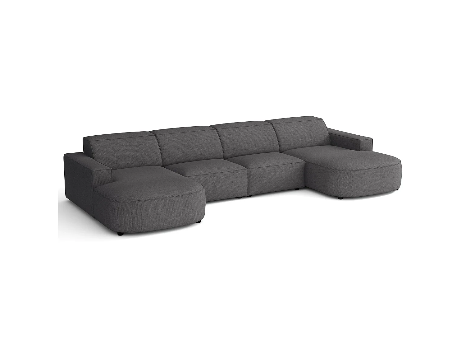 Canapé d'angle - 374 cm - Chenille Gris foncé - Sallmo