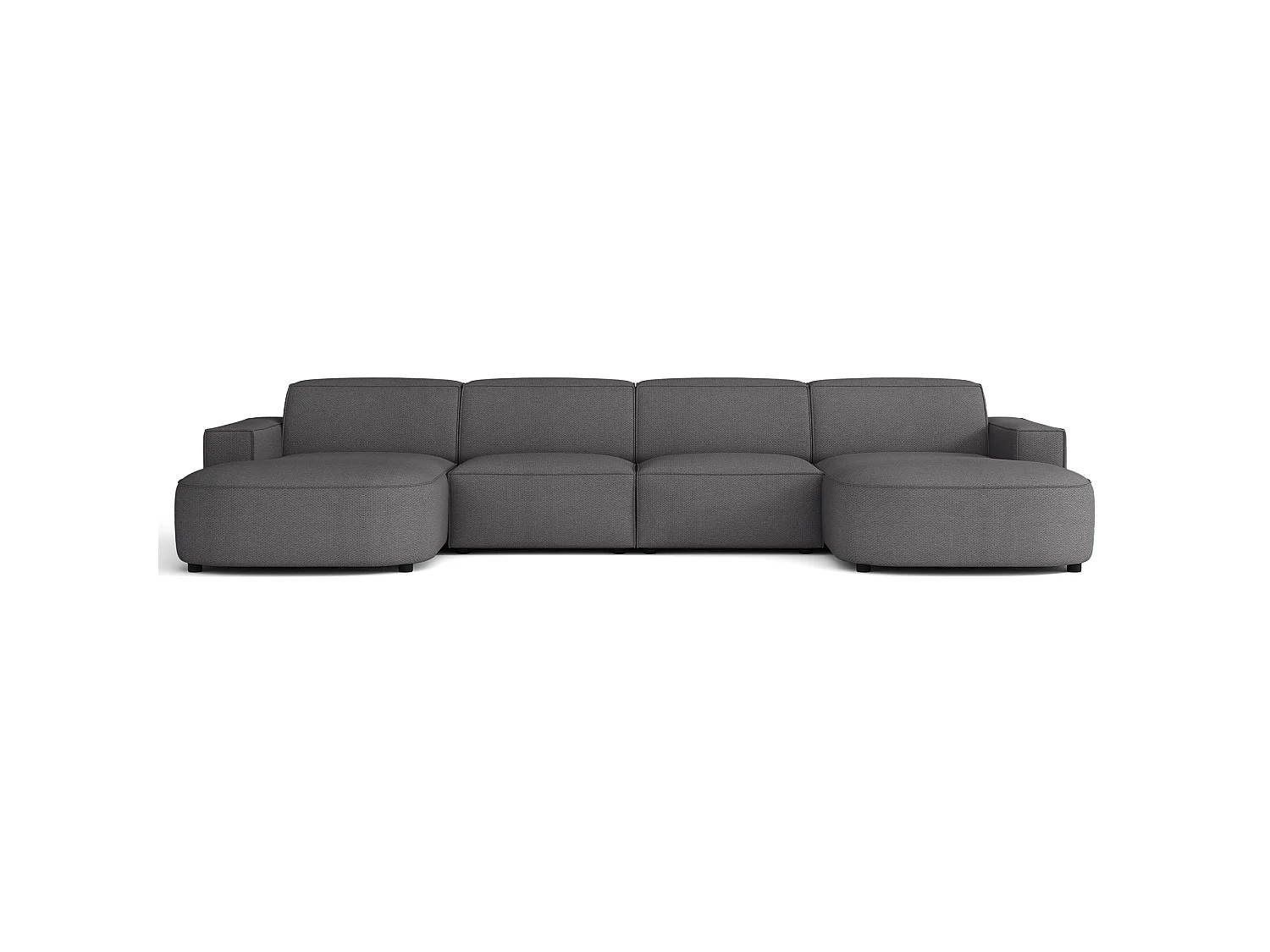 Canapé d'angle - 374 cm - Chenille Gris foncé - Sallmo