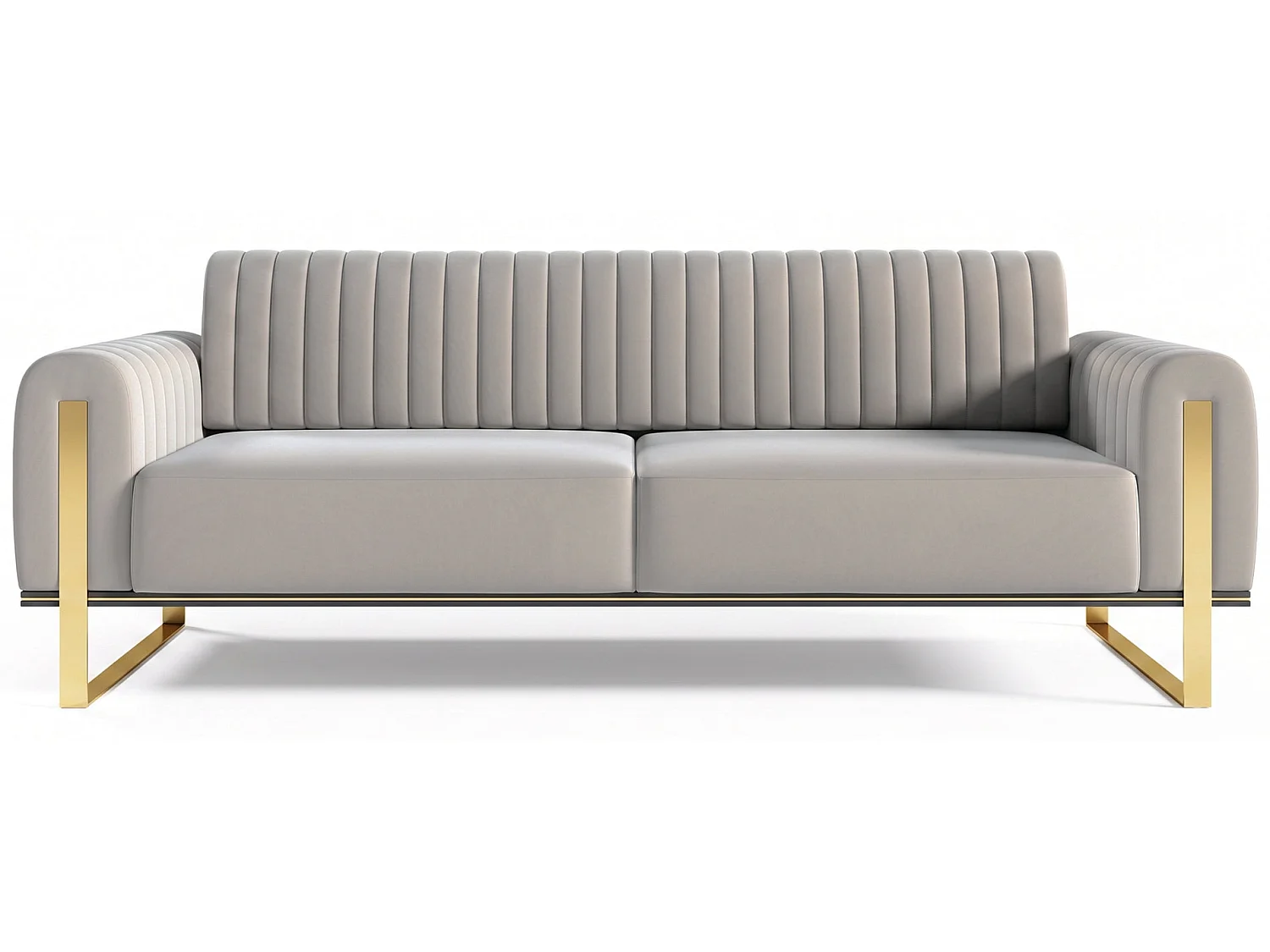 Slaapbank, velours lichtgrijs gouden poten, 228 cm – Parissa