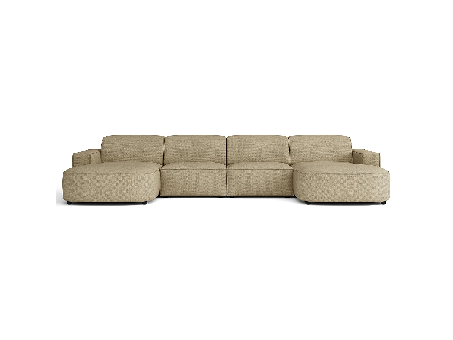 Canapé d'angle - 374 cm - Chenille Beige foncé - Sallmo