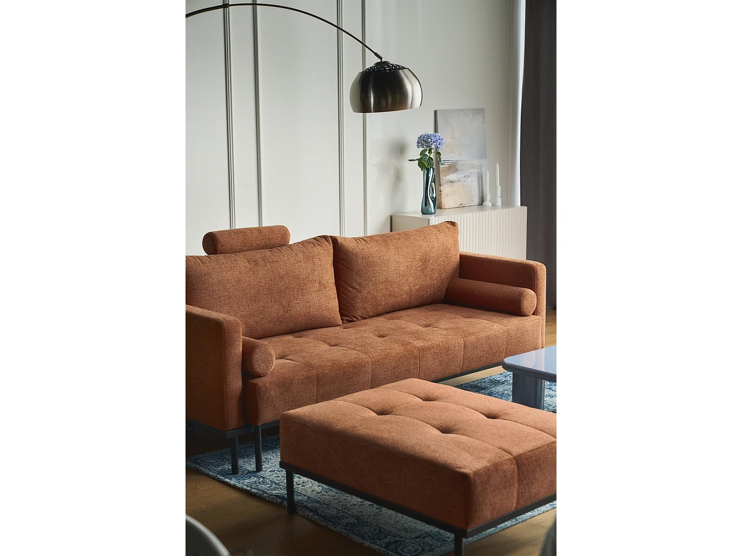Canapé - 224 cm - Chenille Cuivre - Skilia