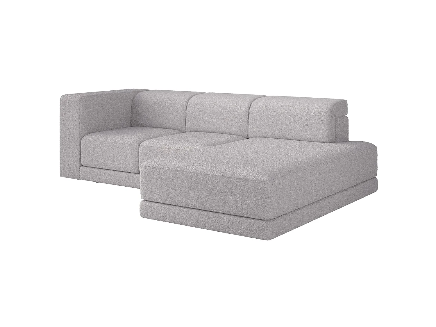 Canapé d'angle - 278 cm - Bouclé Gris clair - Novals