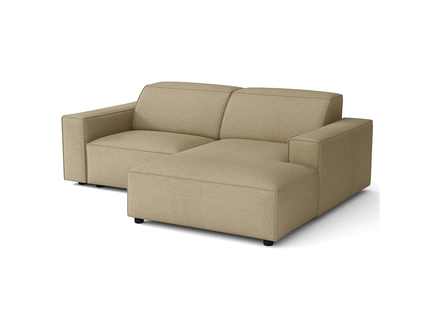 Canapé d'angle petit - 210 cm - droite - Chenille Beige foncé - Sellmo