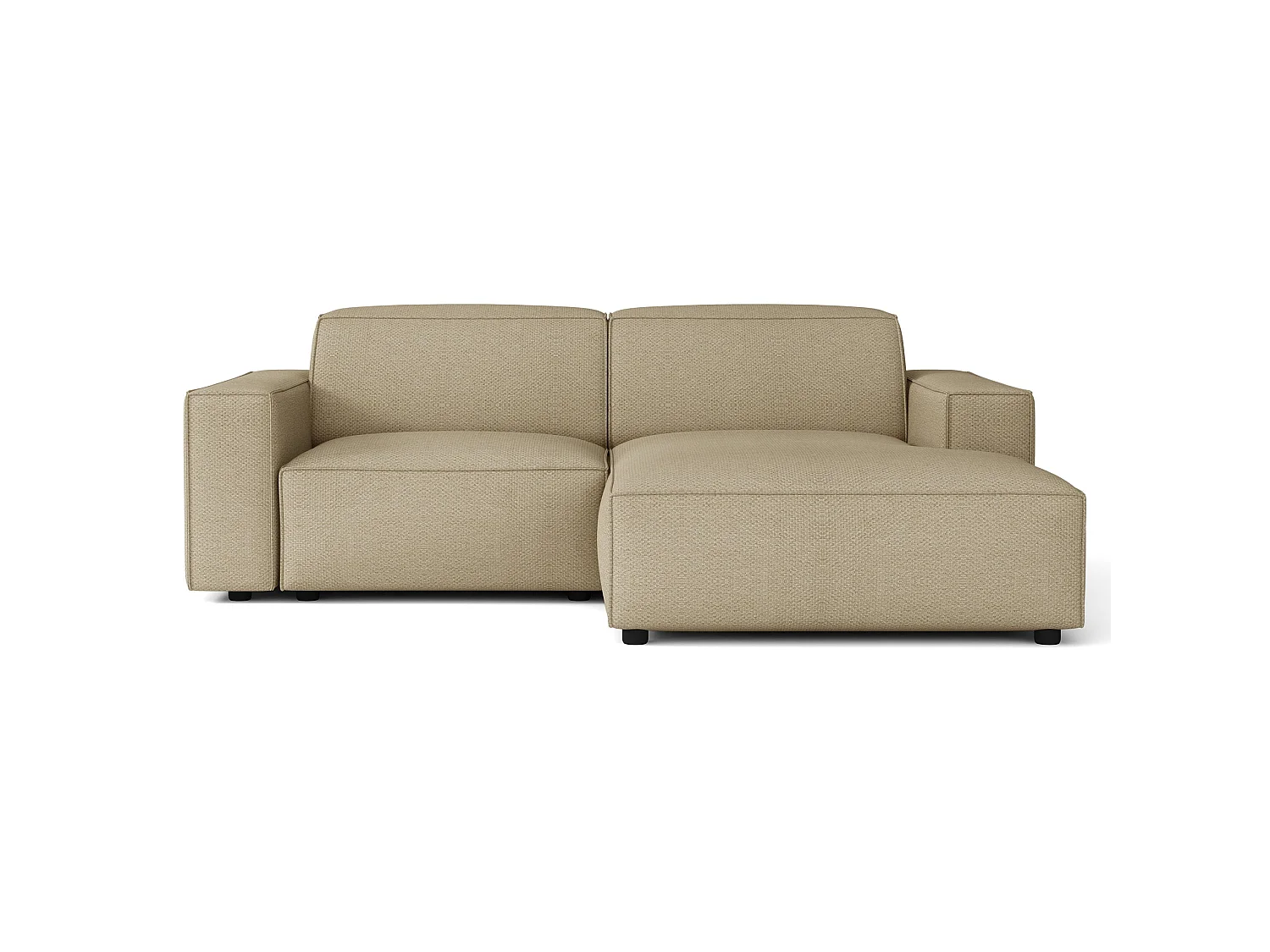Canapé d'angle petit - 210 cm - droite - Chenille Beige foncé - Sellmo