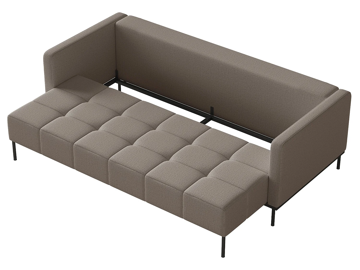 Canapé - 224 cm - Chenille Brun-gris - Skilia