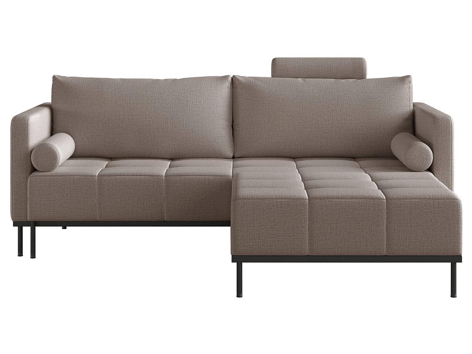 Canapé - 224 cm - Chenille Brun-gris - Skilia