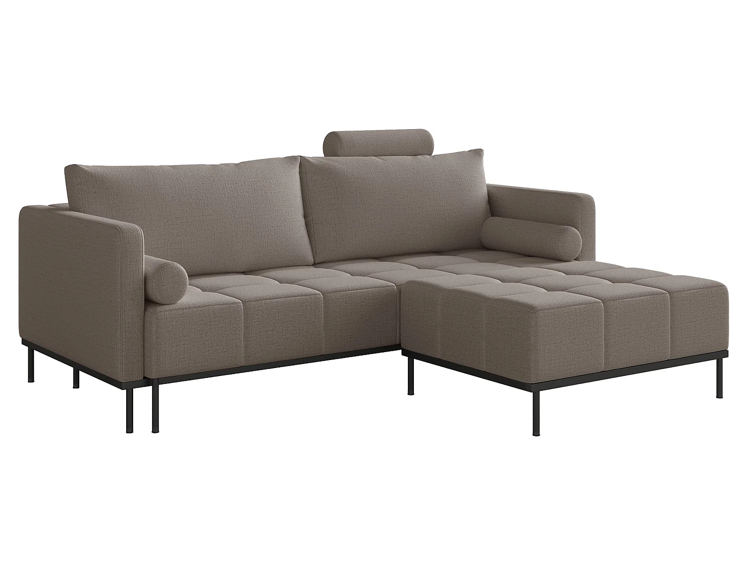 Canapé - 224 cm - Chenille Brun-gris - Skilia