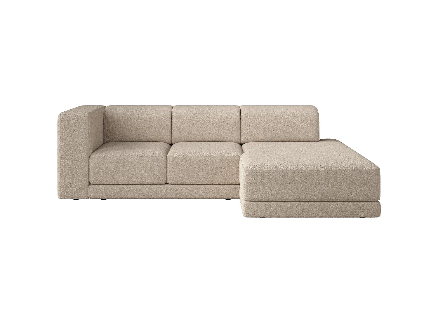 Ecksofa L-Form, 4-Sitzer, rechts, Bouclé Hellbeige, 278 cm - Novals