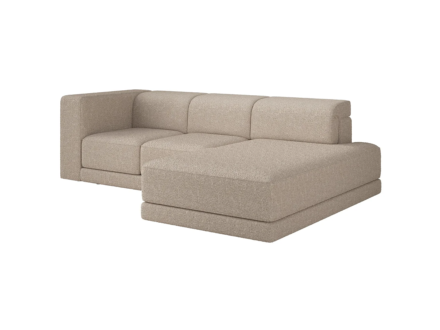 Ecksofa L-Form, 4-Sitzer, rechts, Bouclé Hellbeige, 278 cm - Novals