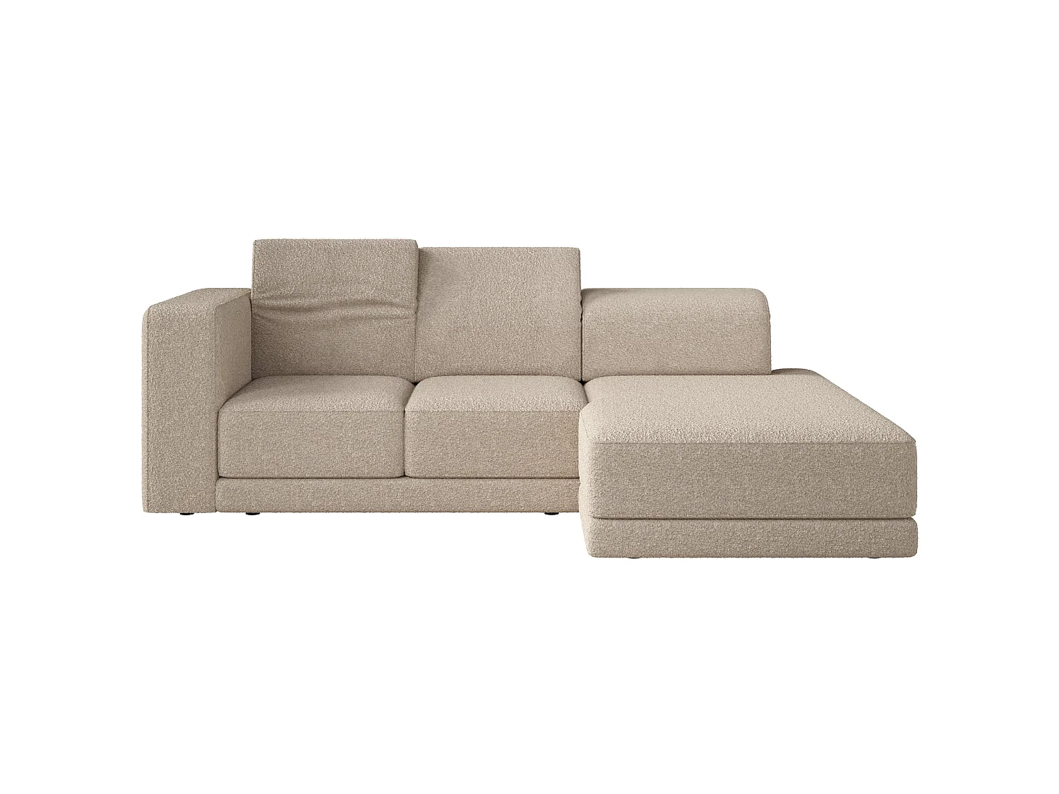 Ecksofa L-Form, 4-Sitzer, rechts, Bouclé Hellbeige, 278 cm - Novals