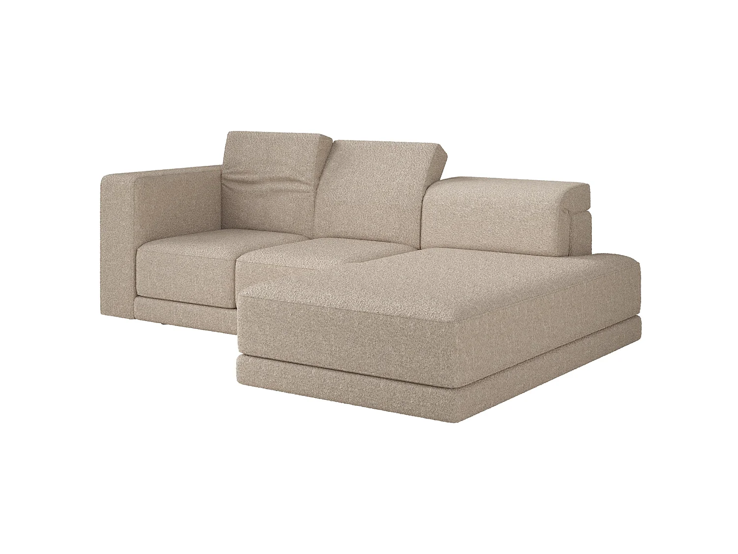 Ecksofa L-Form, 4-Sitzer, rechts, Bouclé Hellbeige, 278 cm - Novals
