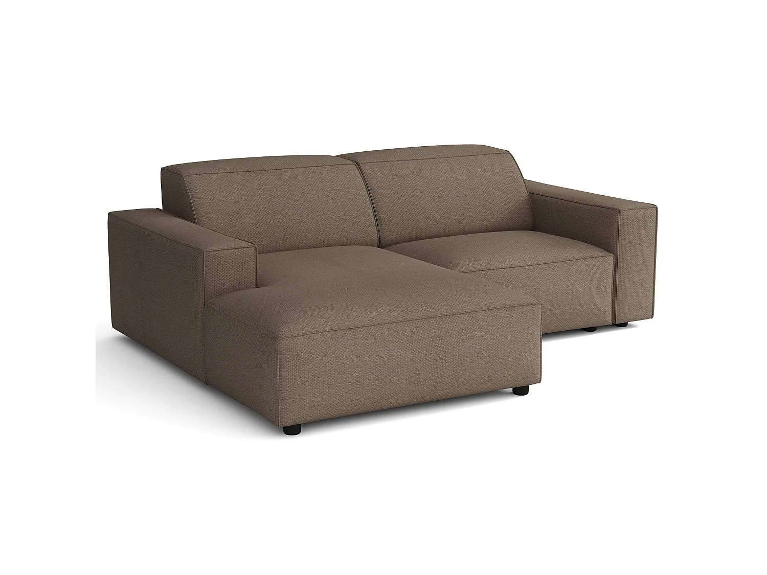 Canapé d'angle petit - 210 cm - gauche - Chenille Brun clair - Sellmo