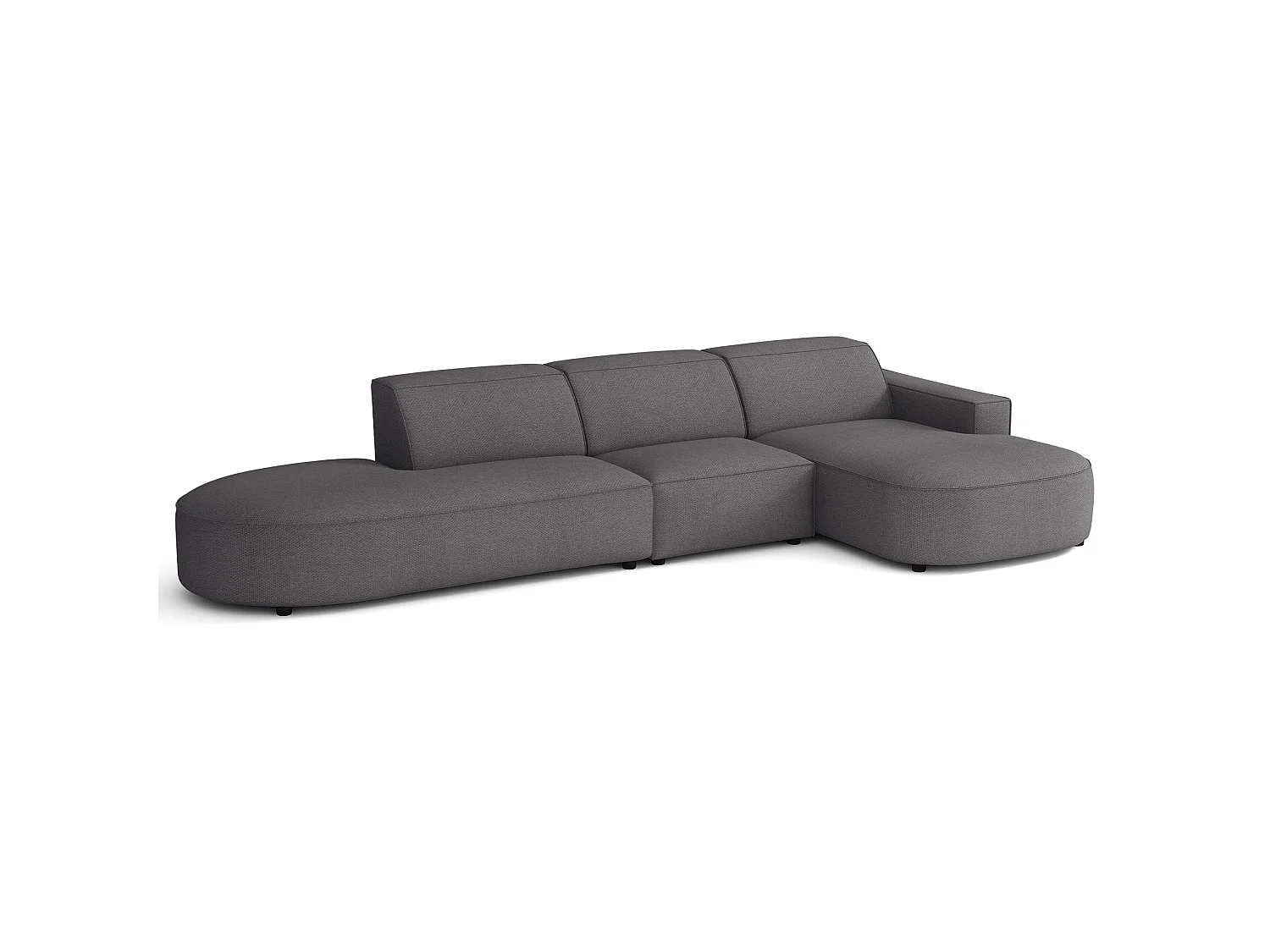 Hoekbank 3-zits, rechteropstelling, chenille donkergrijs, 358 cm – Sallmo
