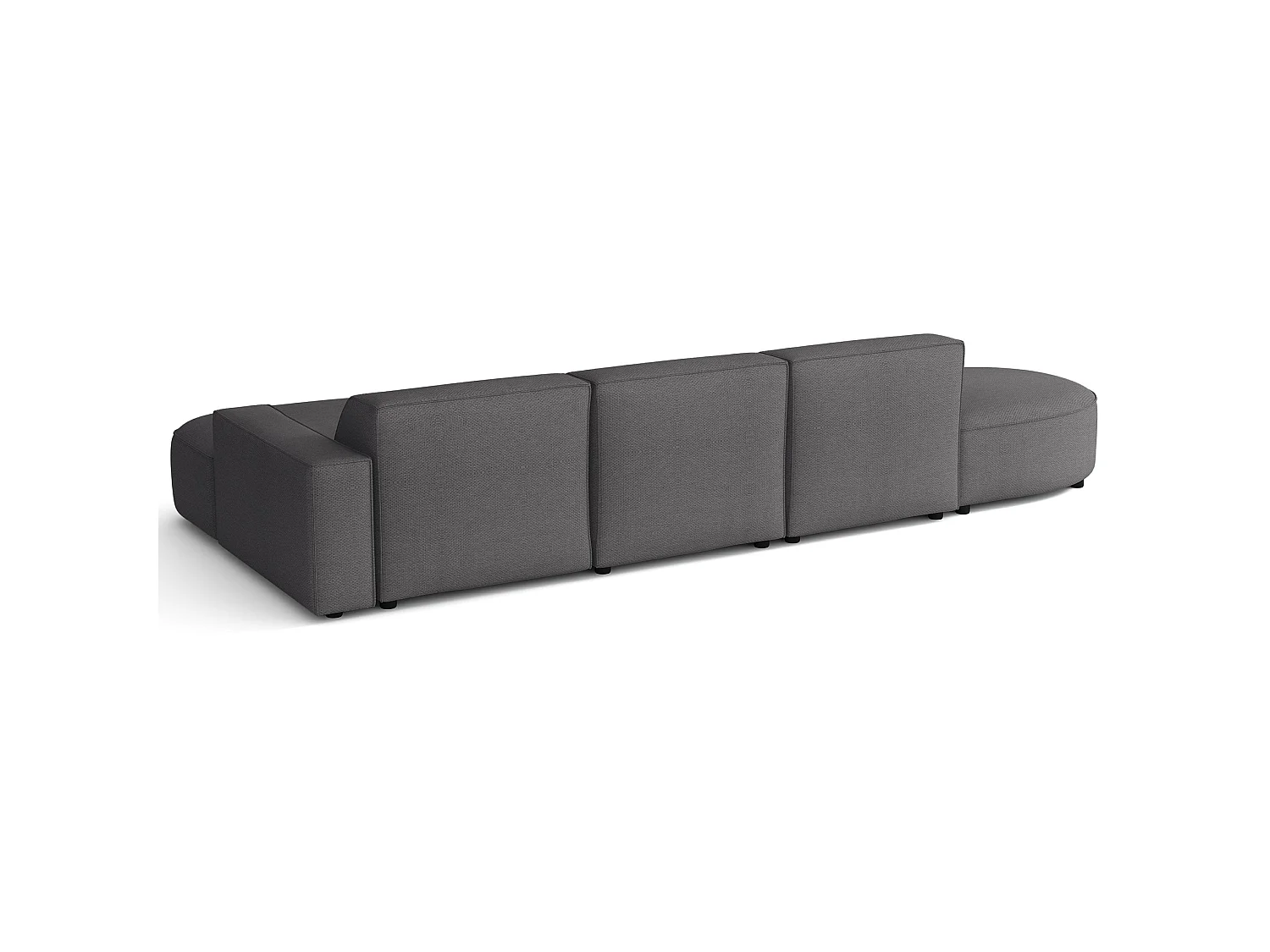 Hoekbank 3-zits, rechteropstelling, chenille donkergrijs, 358 cm – Sallmo