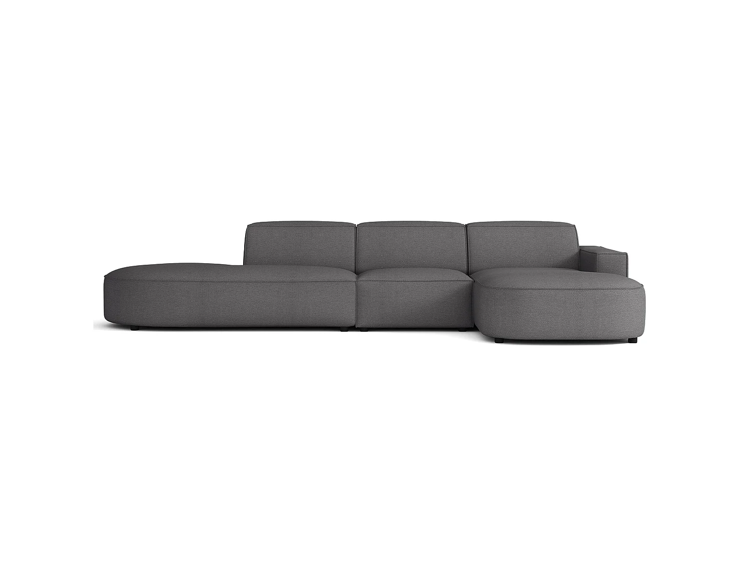 Hoekbank 3-zits, rechteropstelling, chenille donkergrijs, 358 cm – Sallmo