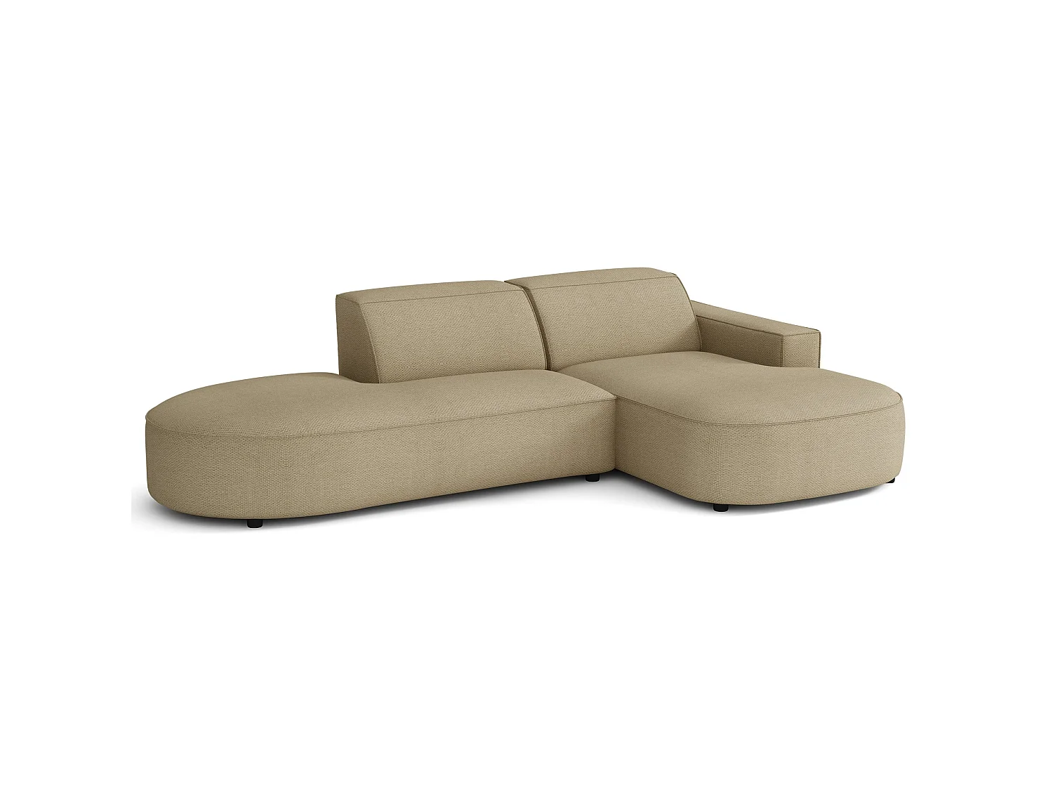 Hoekbank 3-zits, rechteropstelling, chenille donkerbeige, 276 cm – Sallmo
