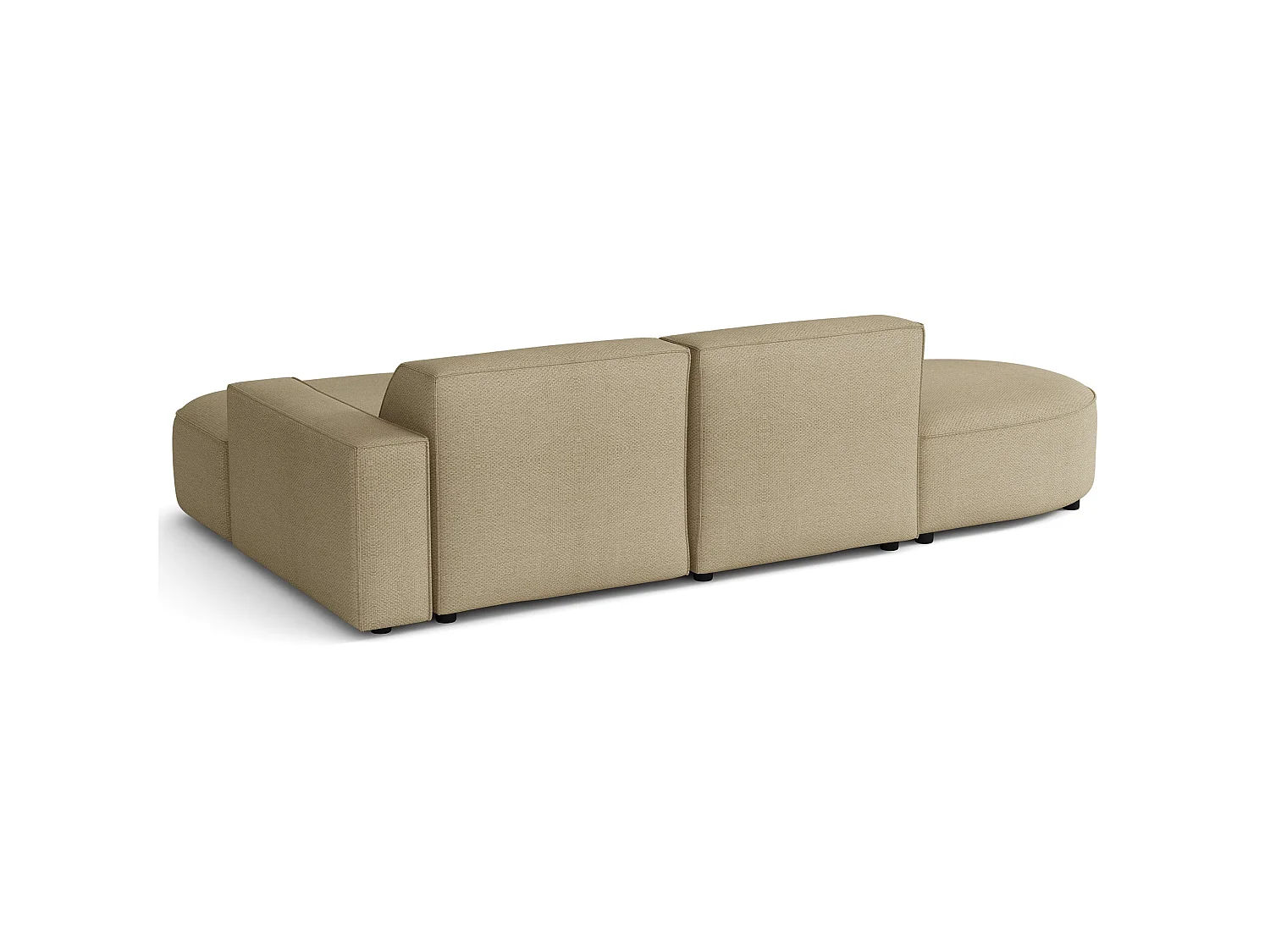 Hoekbank 3-zits, rechteropstelling, chenille donkerbeige, 276 cm – Sallmo