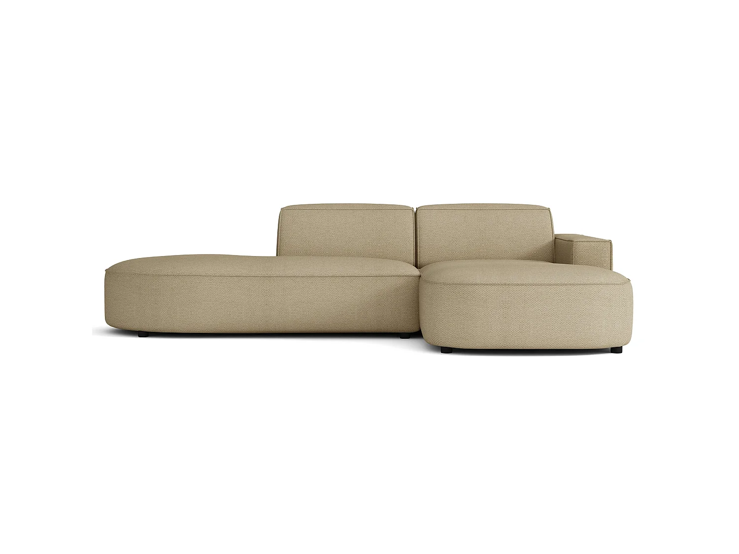 Hoekbank 3-zits, rechteropstelling, chenille donkerbeige, 276 cm – Sallmo