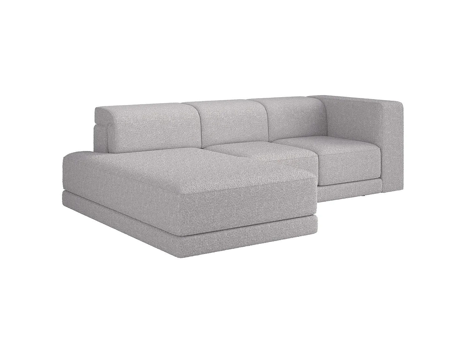 Canapé d'angle - 278 cm - Bouclé Gris clair - Novals