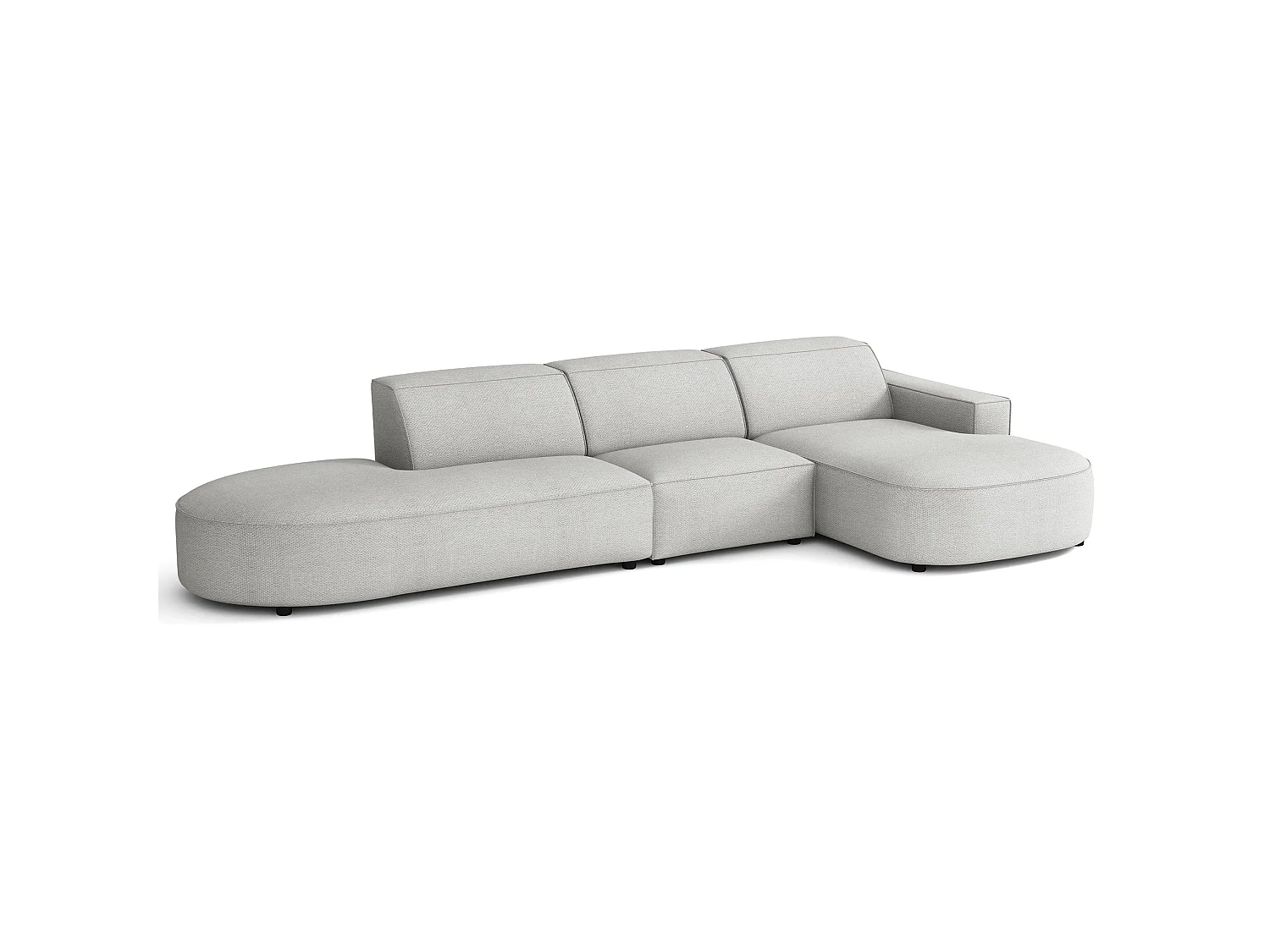 Hoekbank 3-zits, rechteropstelling, chenille lichtgrijs, 358 cm – Sallmo