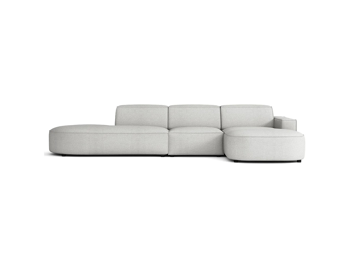 Hoekbank 3-zits, rechteropstelling, chenille lichtgrijs, 358 cm – Sallmo