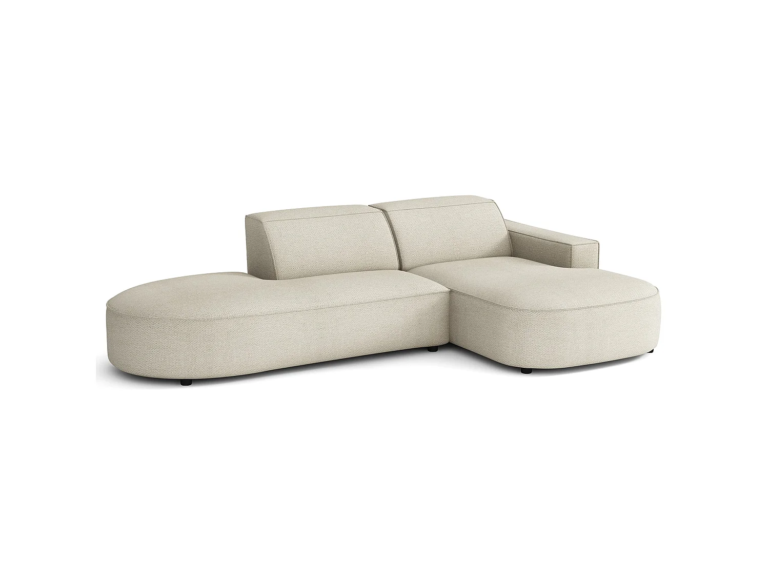 Hoekbank 3-zits, rechteropstelling, chenille crème, 276 cm – Sallmo