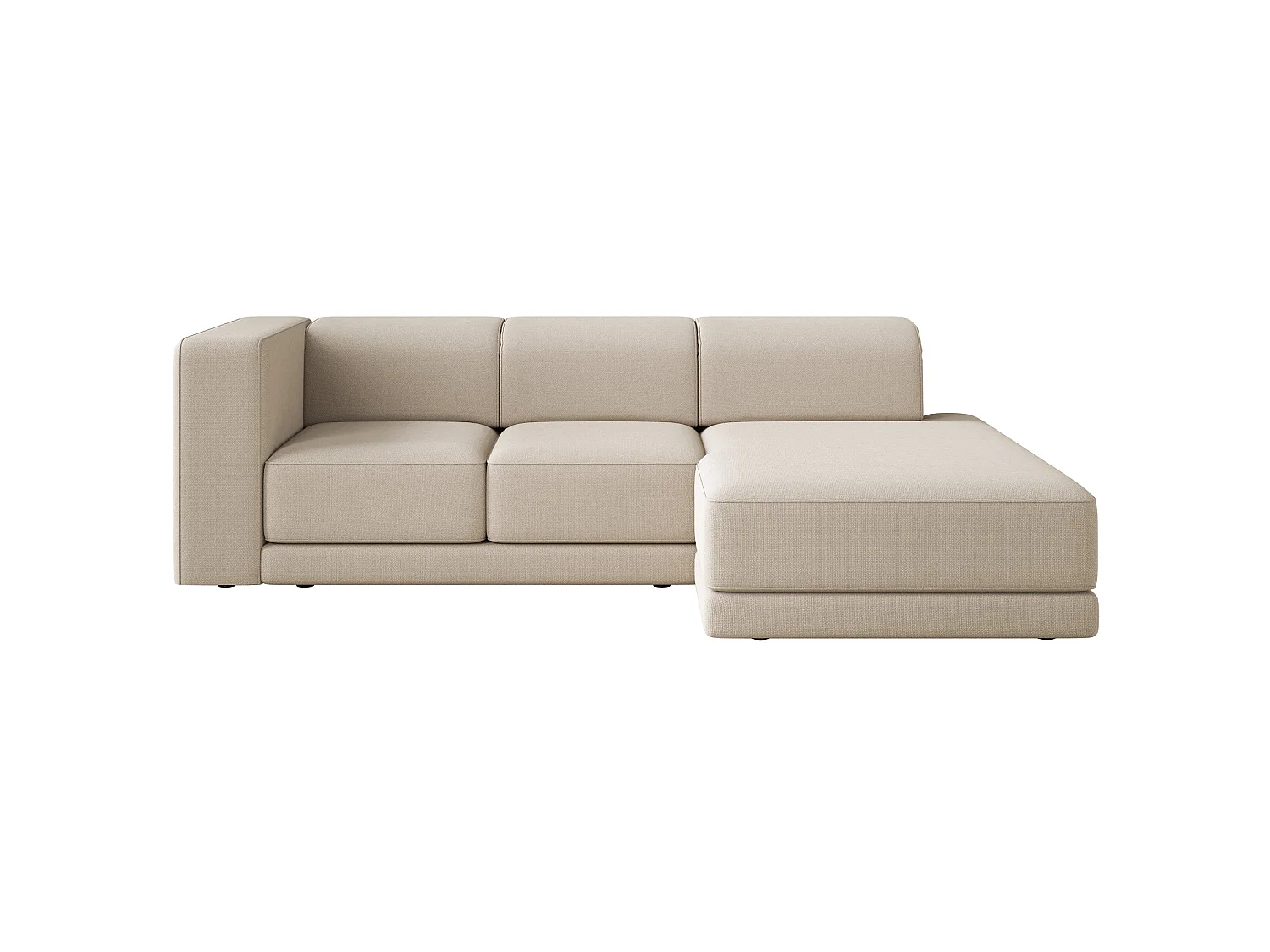 Canapé d'angle - 278 cm - Chenille Beige - Novals