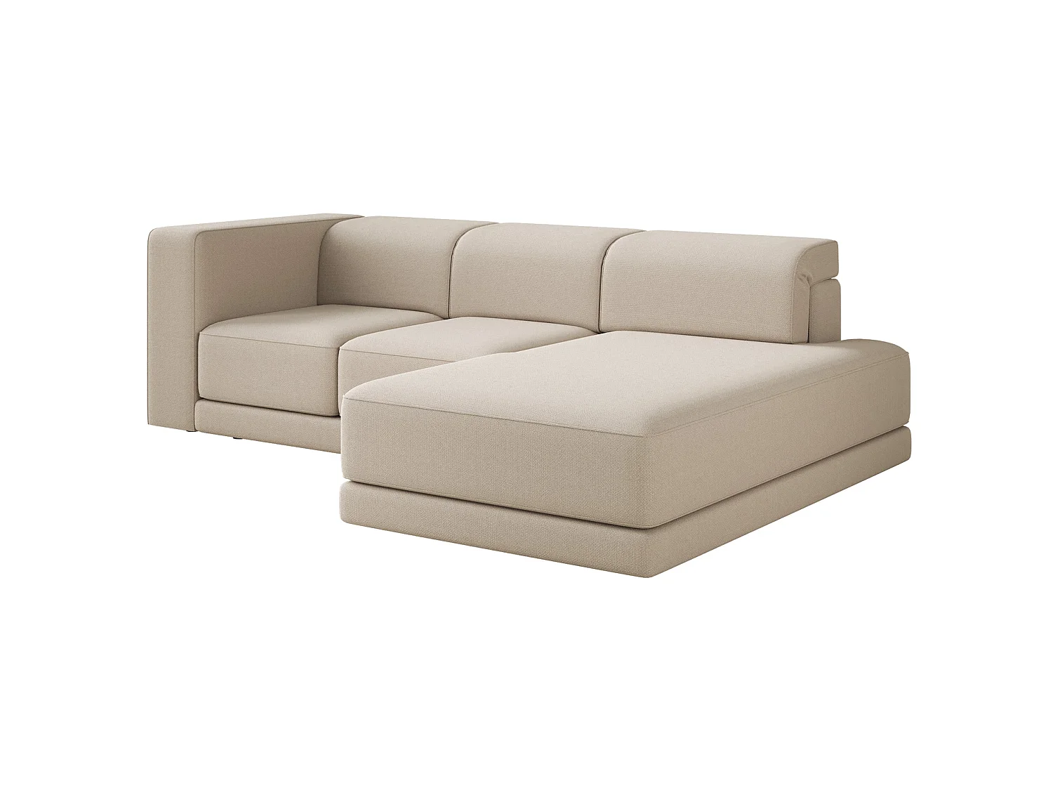 Canapé d'angle - 278 cm - Chenille Beige - Novals