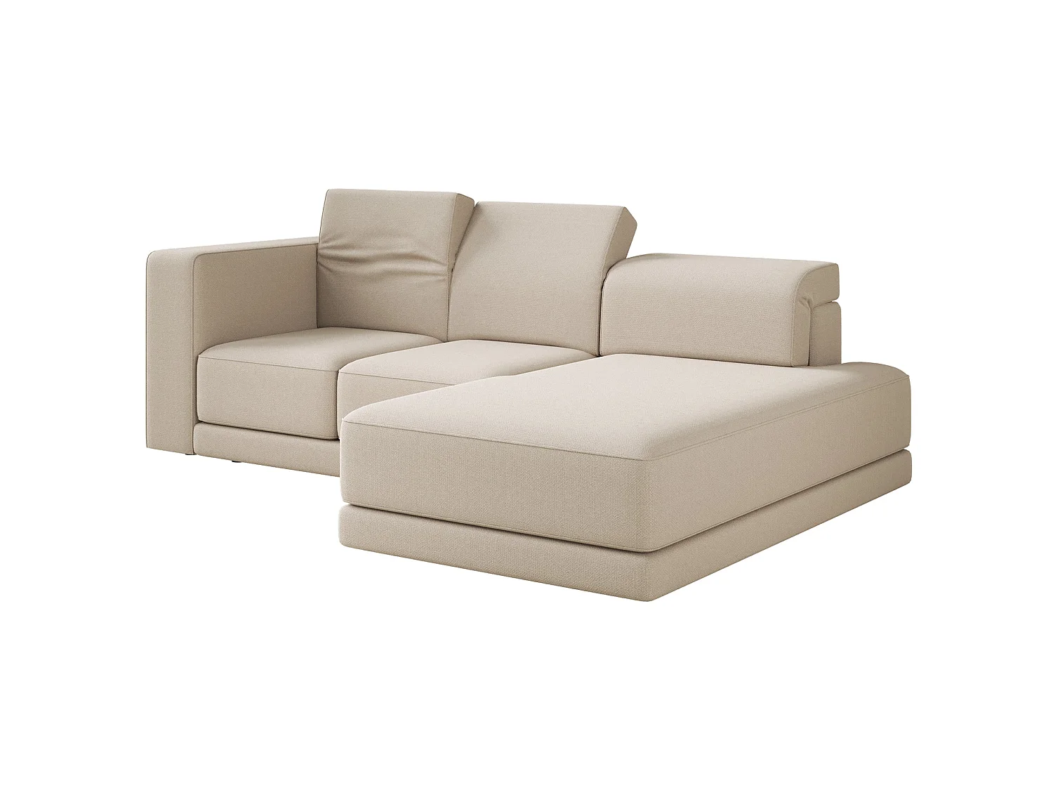Canapé d'angle - 278 cm - Chenille Beige - Novals