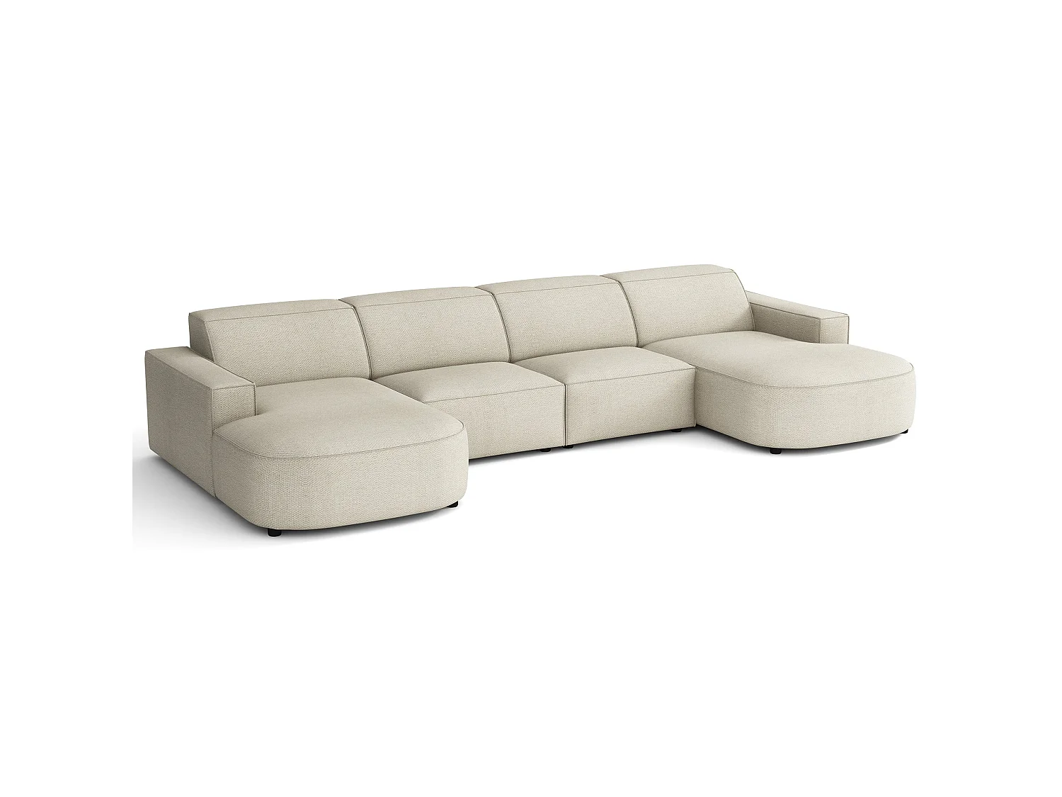 Canapé d'angle - 374 cm - Chenille Crème - Sallmo