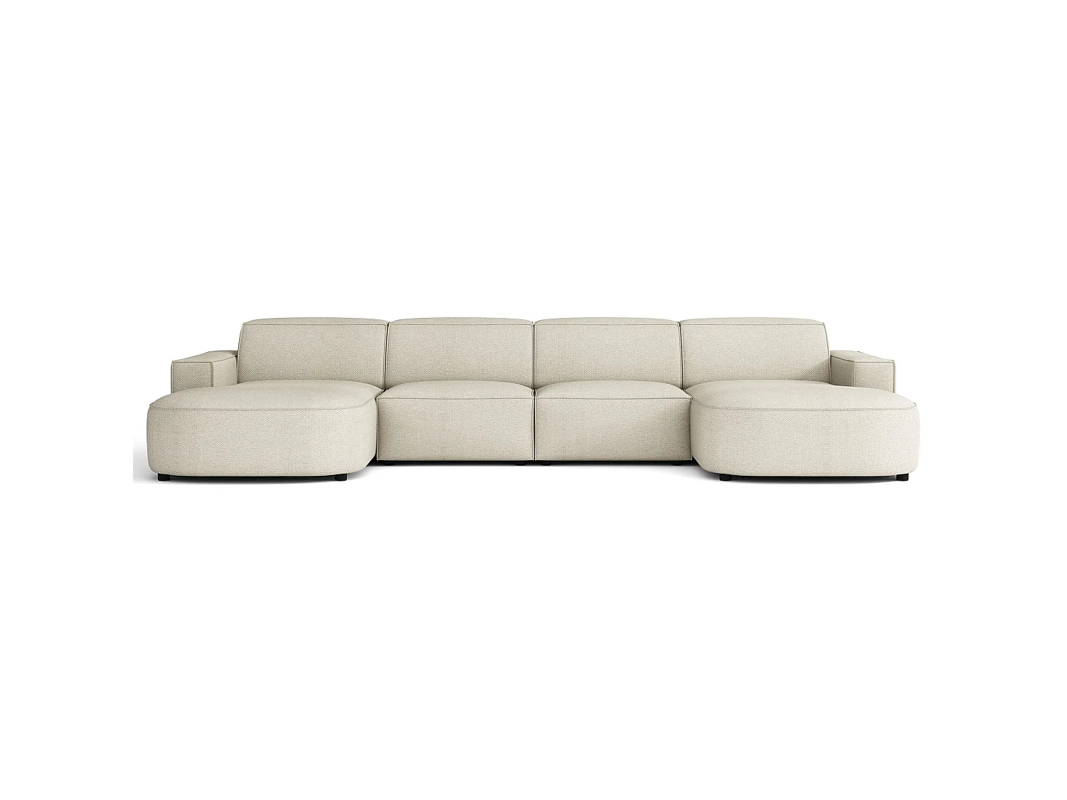 Canapé d'angle - 374 cm - Chenille Crème - Sallmo