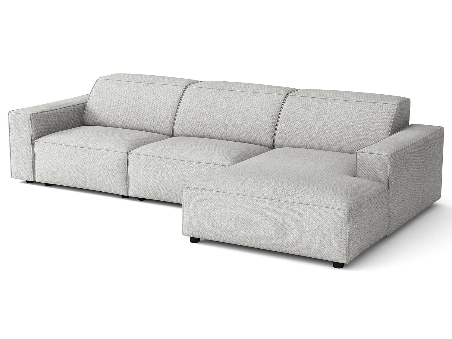 Canapé d'angle - 287 cm - droite - Chenille Gris clair - Sellmo