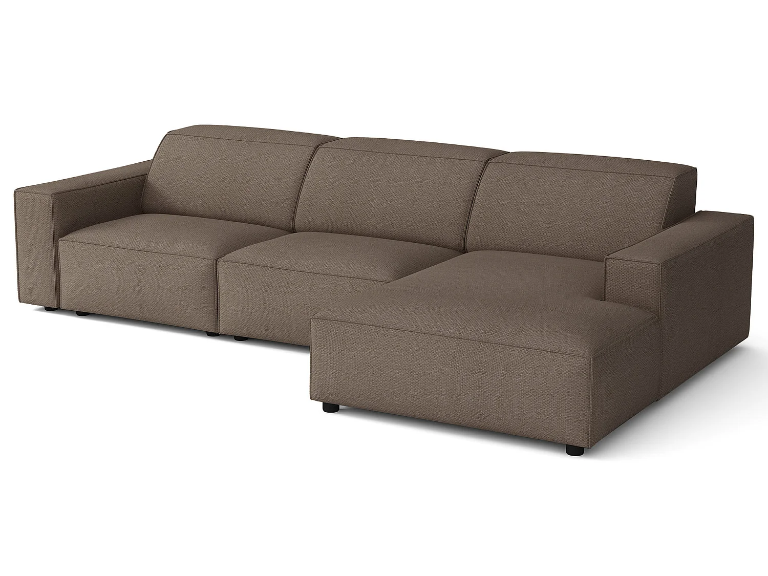 Canapé d'angle - 287 cm - droite - Chenille Brun clair - Sellmo