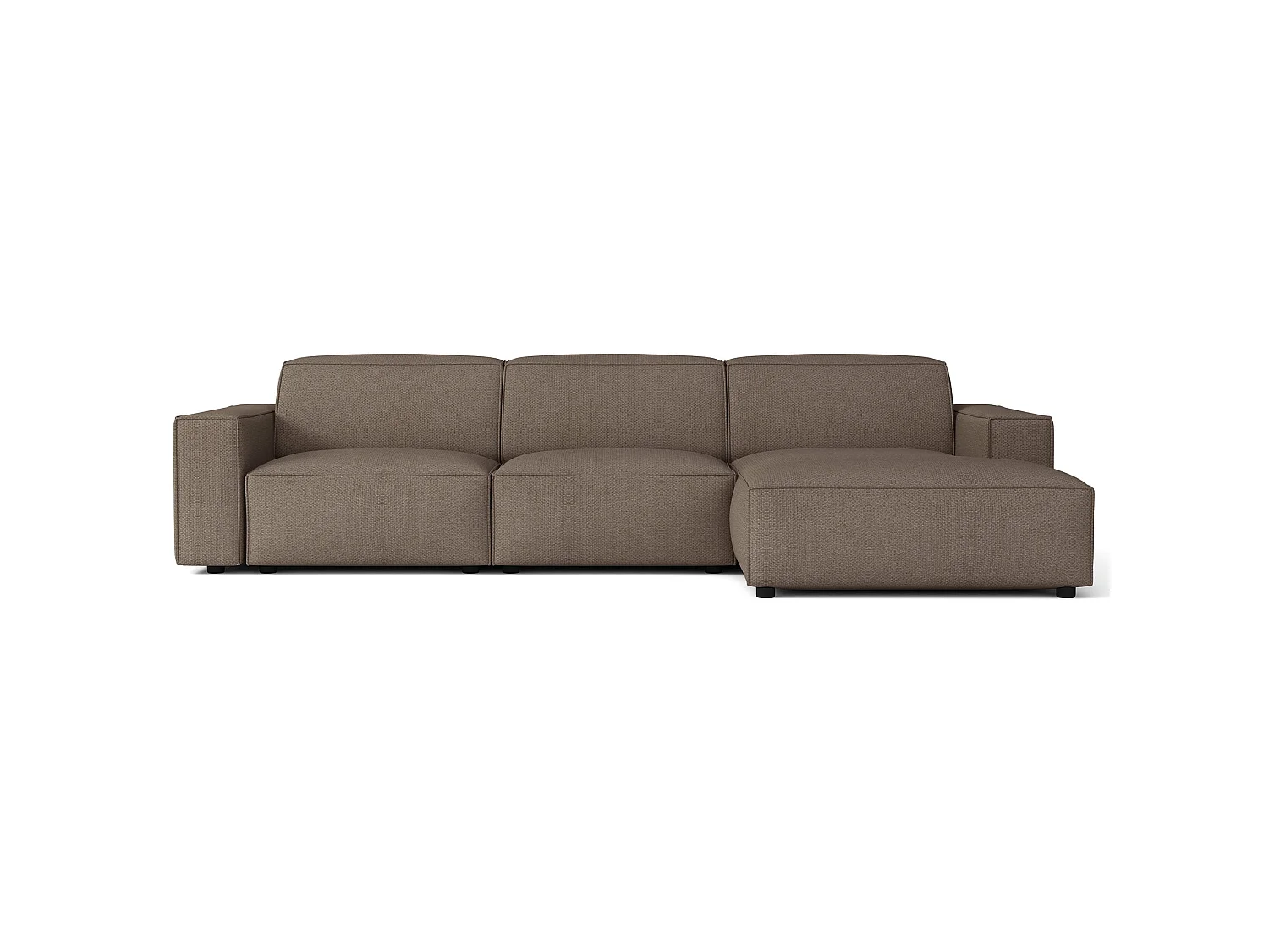 Canapé d'angle - 287 cm - droite - Chenille Brun clair - Sellmo
