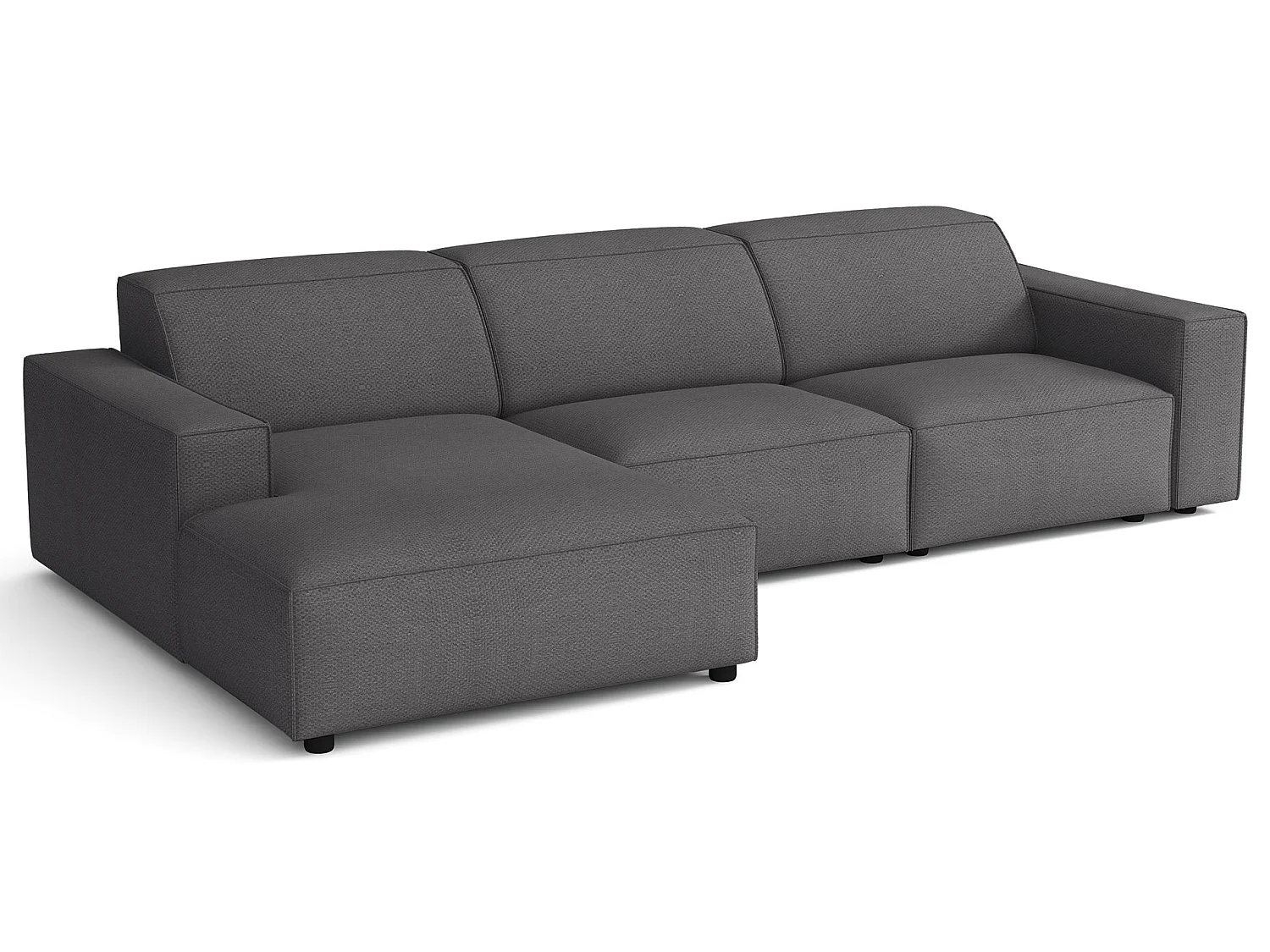 Canapé d'angle - 287 cm - gauche - Chenille Gris foncé - Sellmo