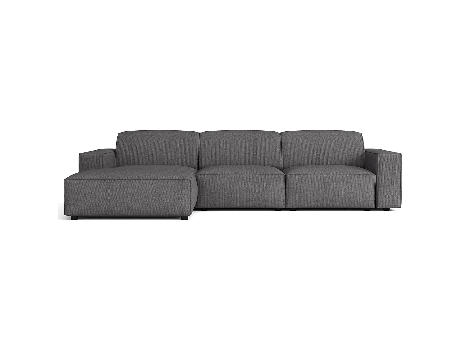 Canapé d'angle - 287 cm - gauche - Chenille Gris foncé - Sellmo