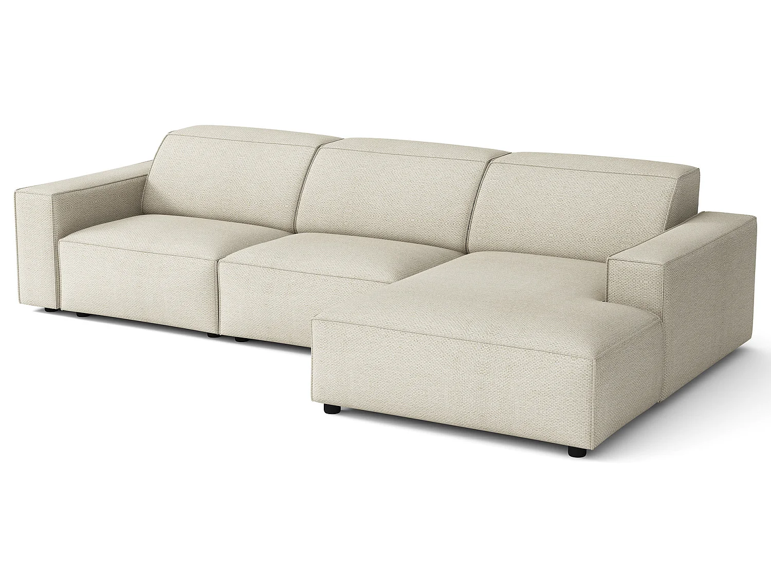 Canapé d'angle - 287 cm - droite - Chenille Crème - Sellmo