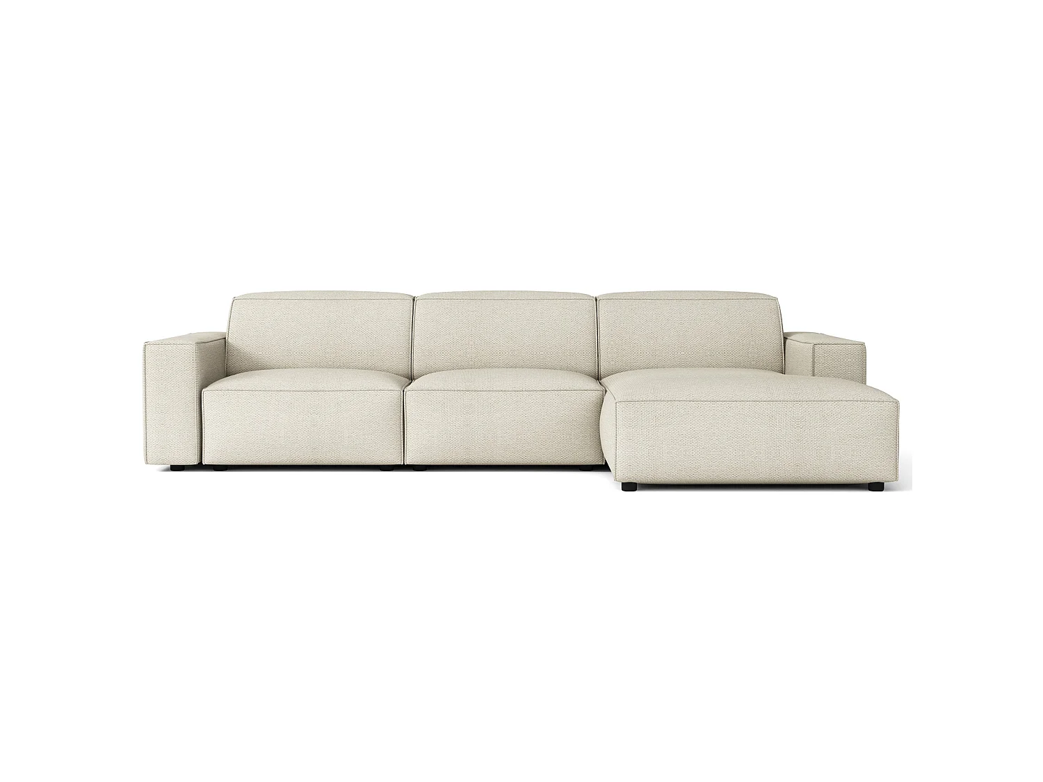 Canapé d'angle - 287 cm - droite - Chenille Crème - Sellmo