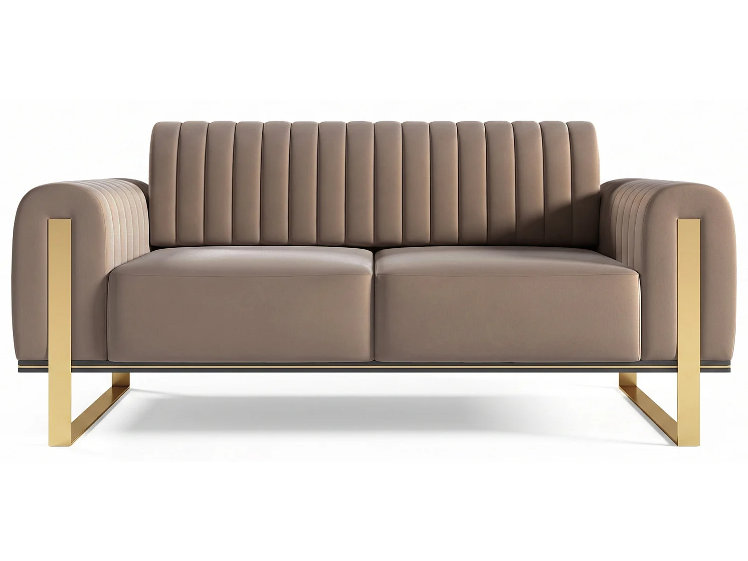 Slaapbank, velours beige gouden poten, 164 cm – Parissa