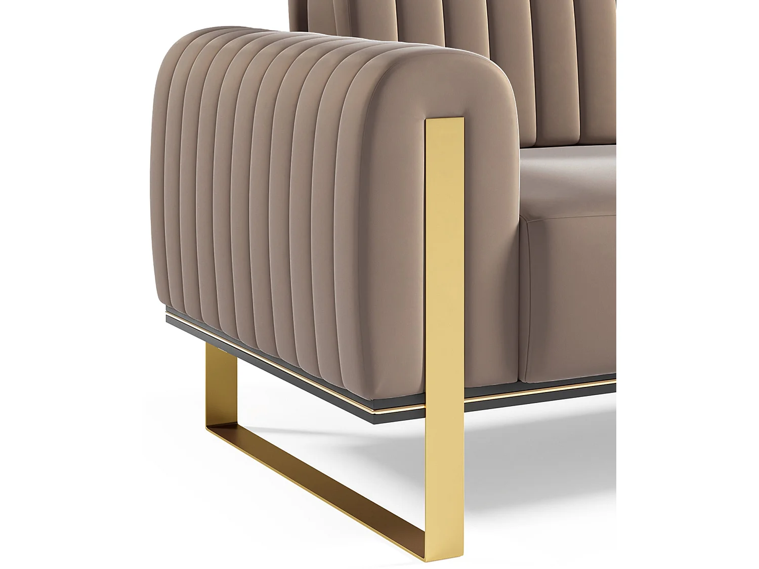 Slaapbank, velours beige gouden poten, 164 cm – Parissa