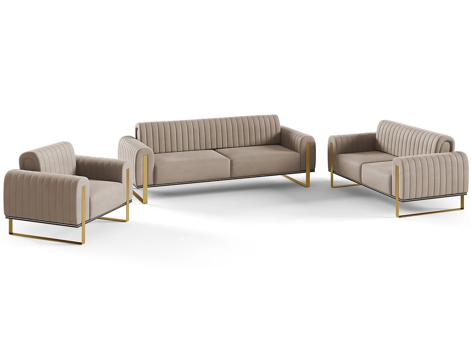 Slaapbank, velours beige gouden poten, 164 cm – Parissa
