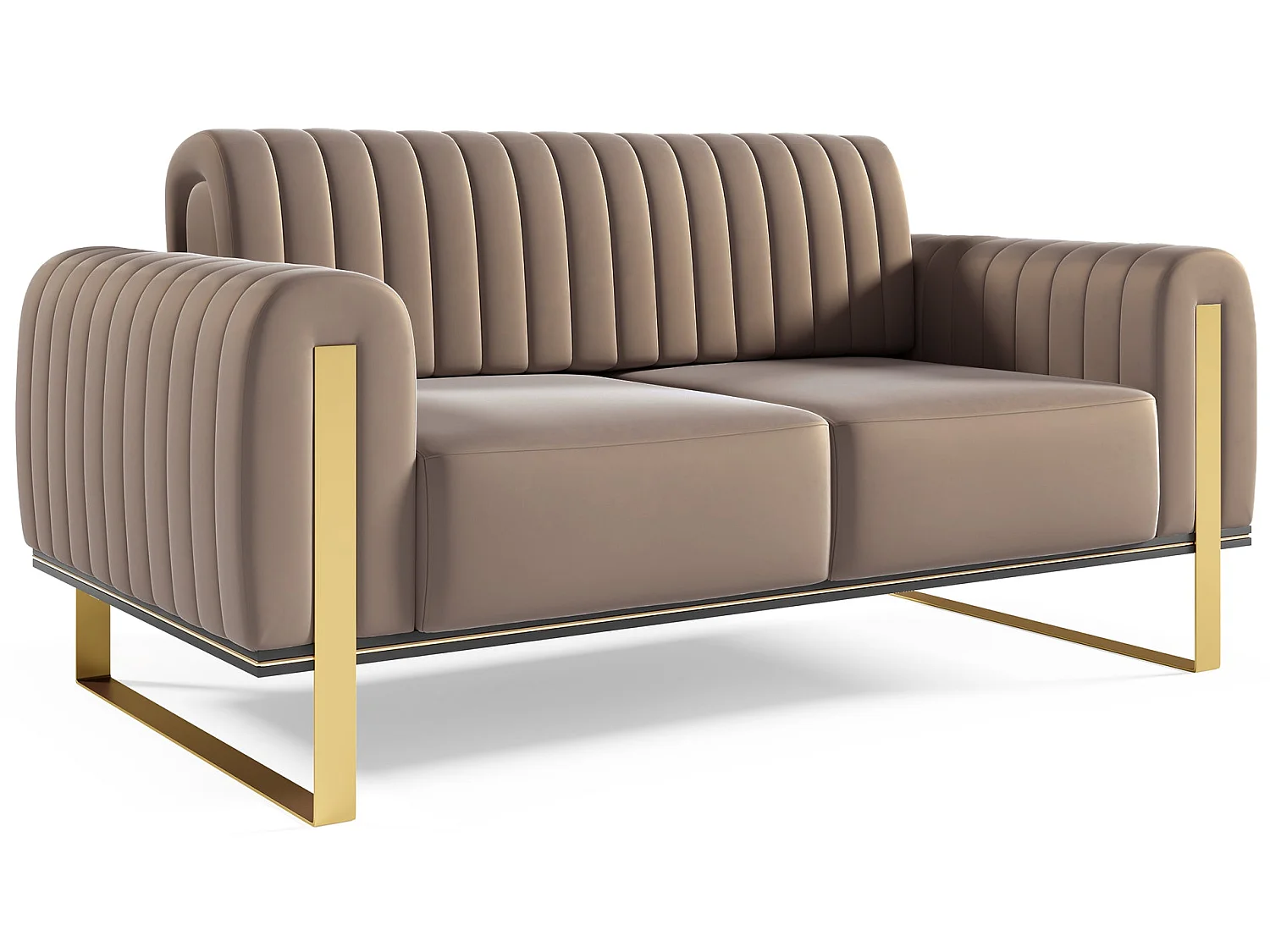 Slaapbank, velours beige gouden poten, 164 cm – Parissa