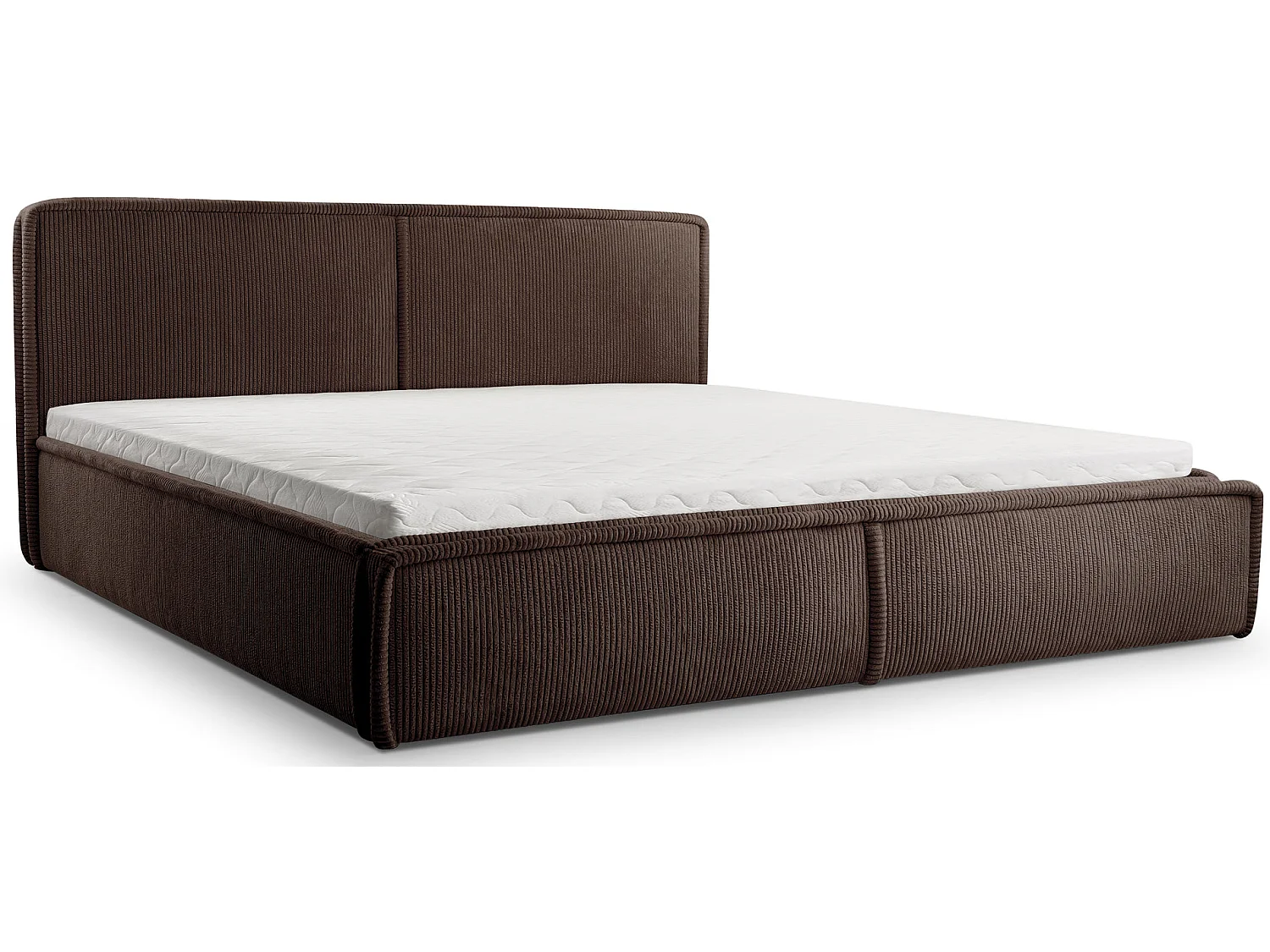 Gestoffeerd bed Cordo met opbergruimte, grijze ribstof, 140x200cm
