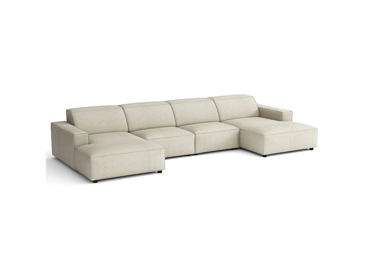 Hoekbank, chenille crème, 368 cm – Sellmo
