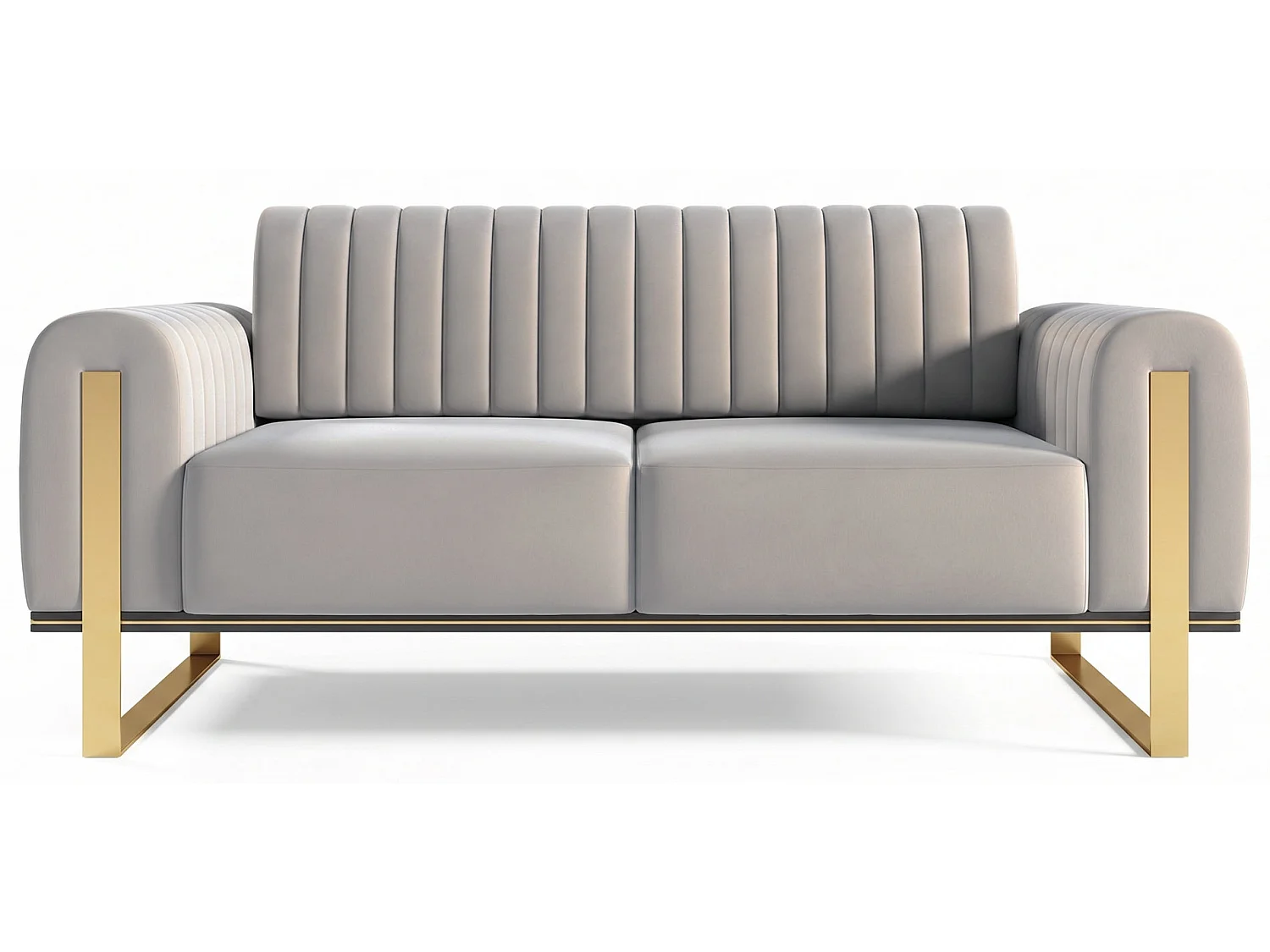 Slaapbank, velours lichtgrijs gouden poten, 164 cm – Parissa