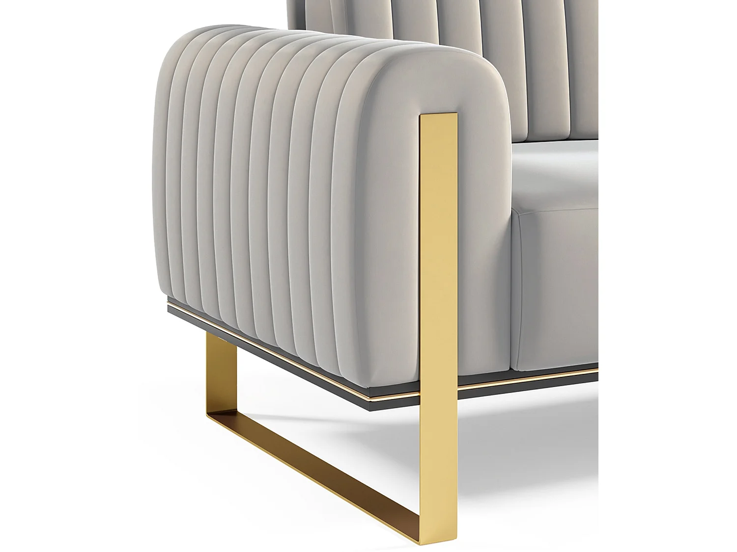 Slaapbank, velours lichtgrijs gouden poten, 164 cm – Parissa
