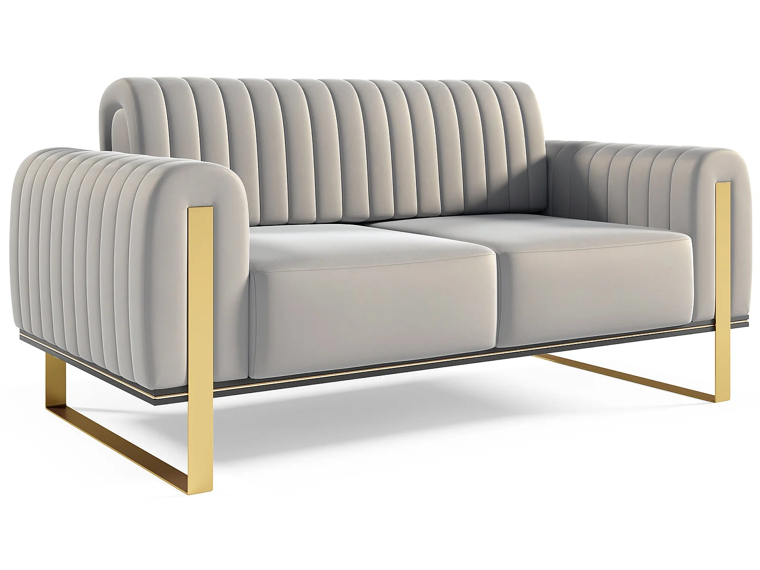 Slaapbank, velours lichtgrijs gouden poten, 164 cm – Parissa
