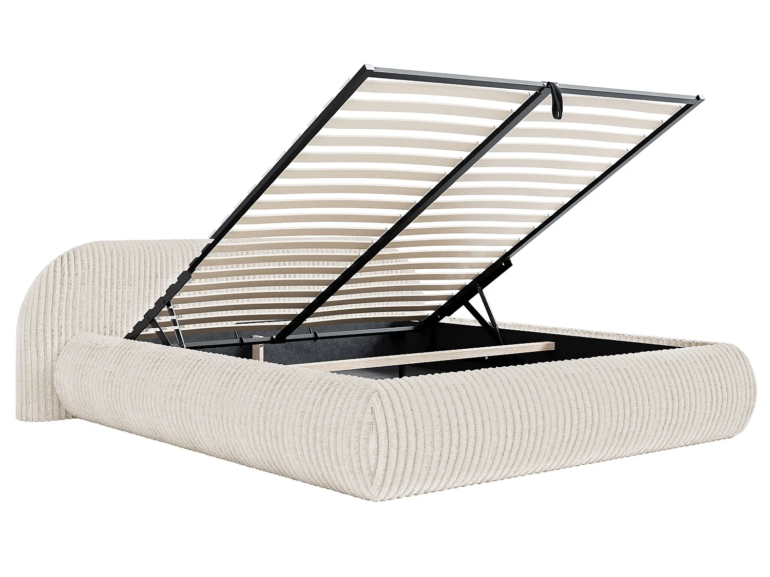 Gestoffeerd bed, corduroy crème, 200x200 cm – Shels