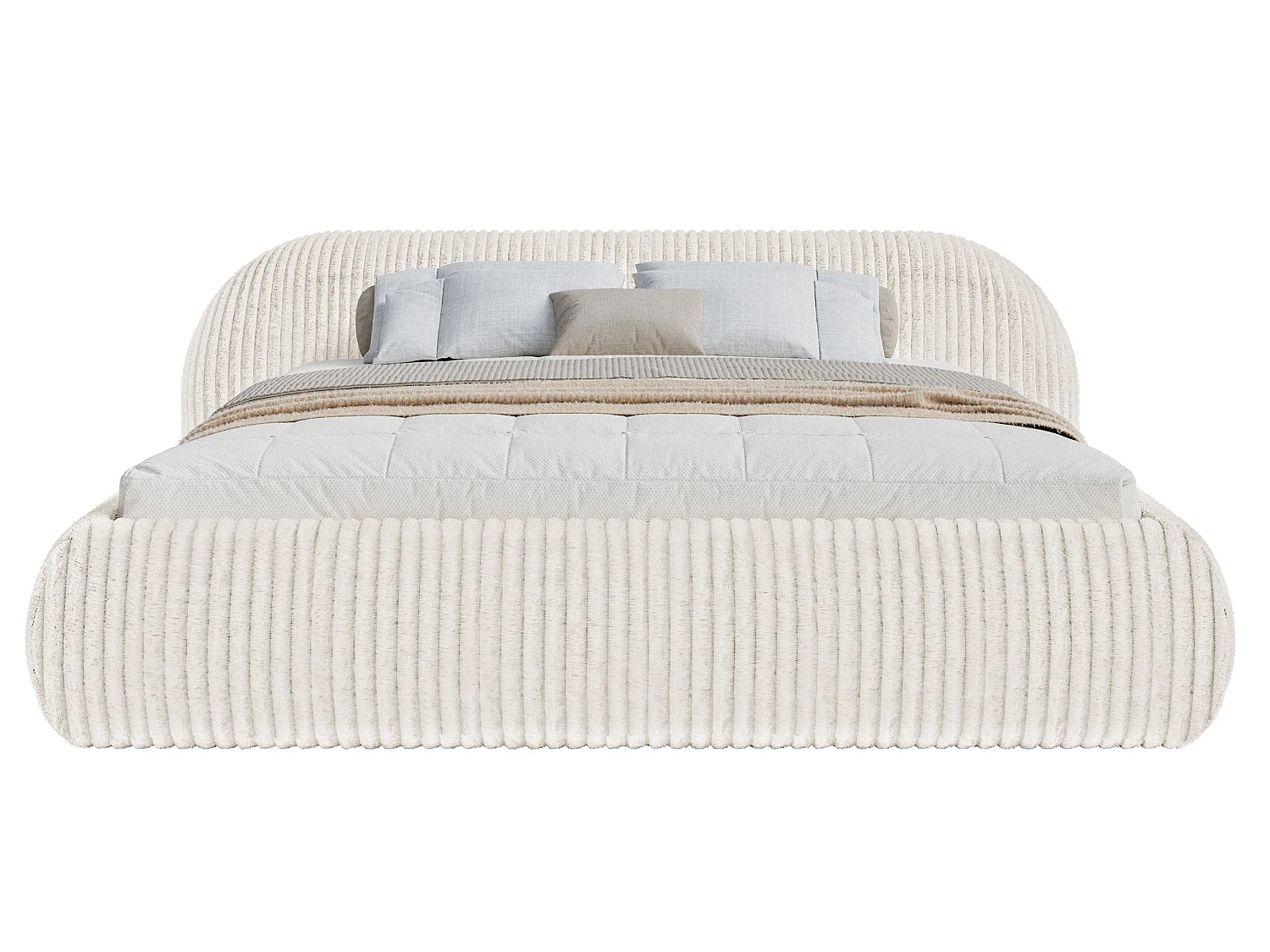 Gestoffeerd bed, corduroy crème, 200x200 cm – Shels